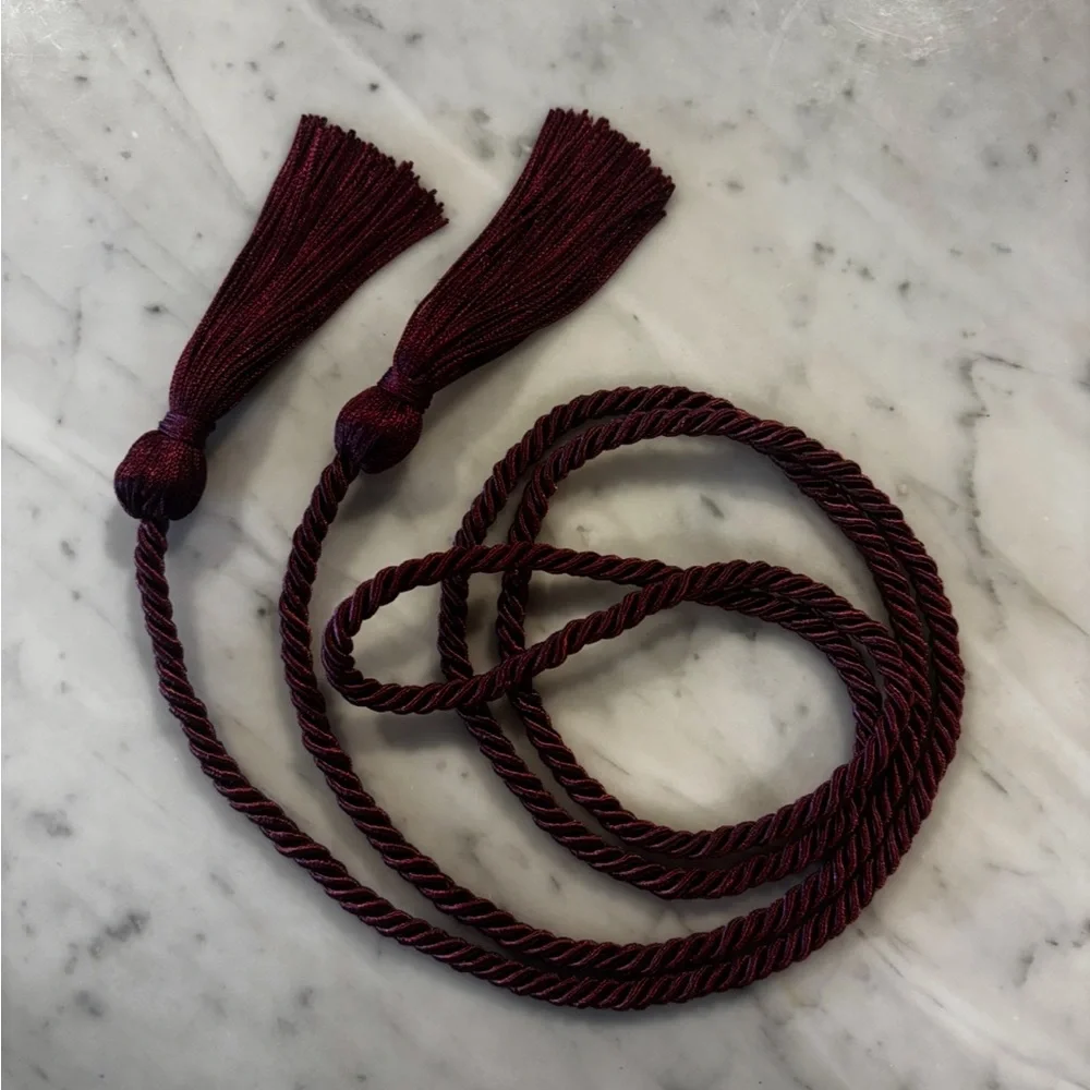 Burgundy Tassel Rope Belt